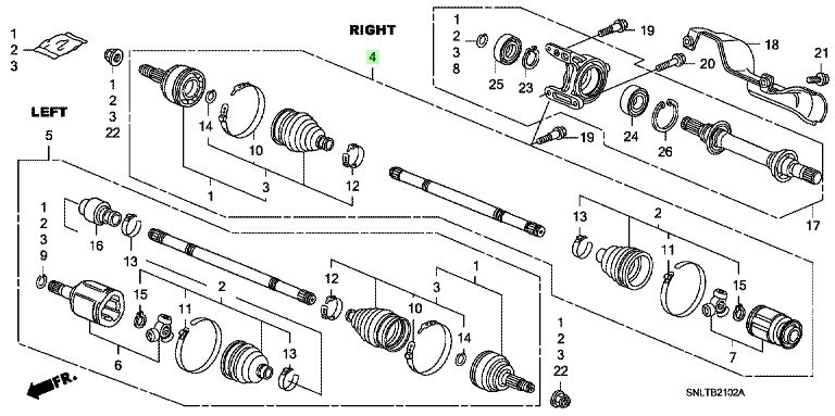 Cây Láp Phải 2.0 Honda Civic Mã phụ tùng 44305SNMT01
