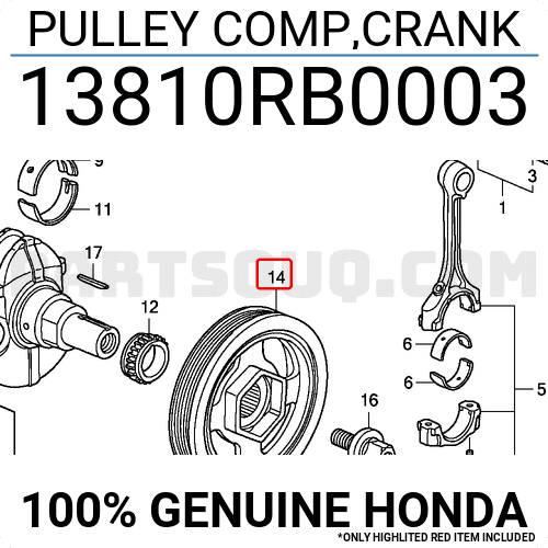 Buly Trục Cơ Honda City Mã phụ tùng 13810RB0003