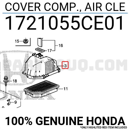 Nắp Hộp Lọc Gió Honda City Mã phụ tùng 1721055CE01