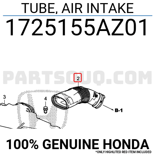 Ống Hút Gió Vào Hộp Lọc Honda City Mã phụ tùng 1725155AZ01