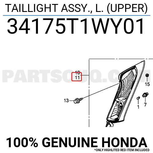 Đèn Hậu Trái Miếng Trên Honda Cr-V Mã phụ tùng 34175T1WY01