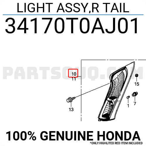 Đèn Hậu Miếng Trên Bên Phải Honda Cr-V Mã phụ tùng 34170T0AJ01