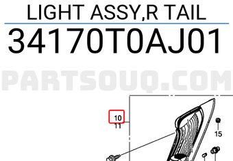 Đèn Hậu Miếng Trên Bên Phải Honda Cr-V Mã phụ tùng 34170T0AJ01