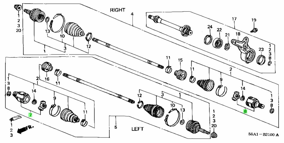 Đầu Láp Trong Phải 28X35x25 Honda Civic Mã phụ tùng 44310S5AJ00