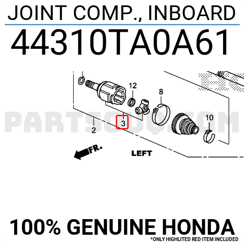 Đầu Láp Trong Trái Số Sàn 1.8L 27X30x40 Honda Civic Mã phụ tùng 44310S5A300