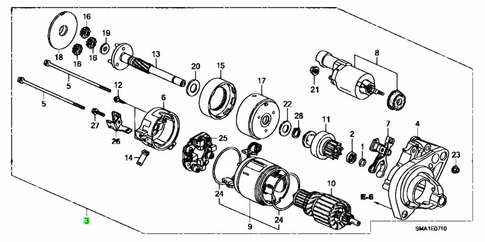 Máy Đề Khởi Động 2.0 Honda Civic Mã phụ tùng 31200rna003