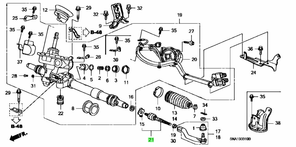 Rotuyn Lái Trong 2.0L Honda Civic Mã phụ tùng 53610SNBJ01