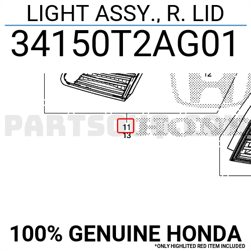 Đèn Hậu Miếng Trong Phải Honda Accord Mã phụ tùng 34150T2AG01