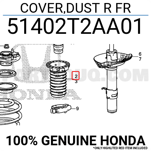 Chụp Bụi Giảm Xóc Trước Phải Honda Accord Mã phụ tùng 51402T2AA01