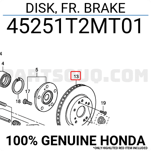 Đĩa Phanh Trước Honda Accord Mã phụ tùng 45251T2MT01