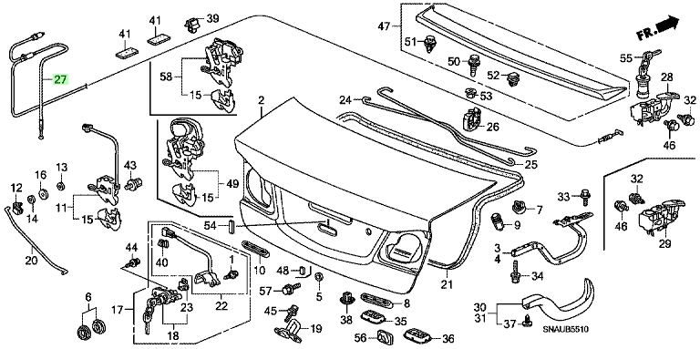 Dây Giật Nắp Bình Xăng Và Cốp Hậu Honda Civic Mã phụ tùng 74880SNAA11