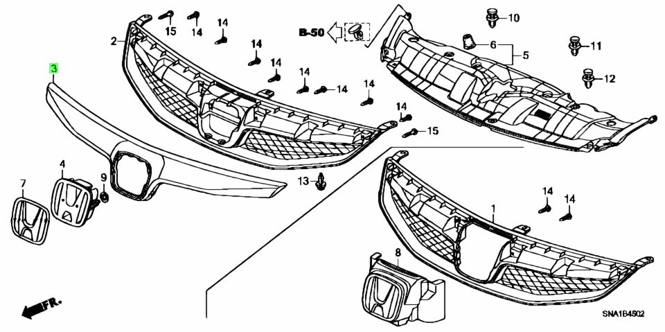 Ca Lăng Honda Civic OEM 71122SNB900-TOngyang