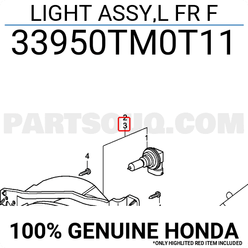 Đèn Gầm Trái Honda City Mã phụ tùng 33950TM0T11