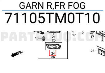 Ốp Đèn Gầm Phải Honda City Mã phụ tùng 71105TM0T10