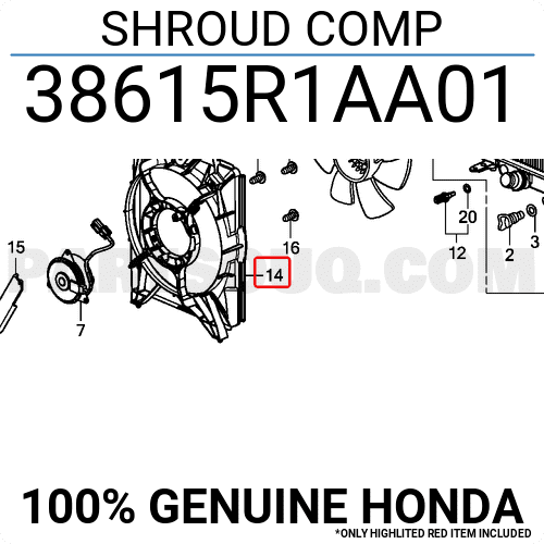 Lồng Quạt Két Nước Honda Civic Mã phụ tùng 38615R1AA01