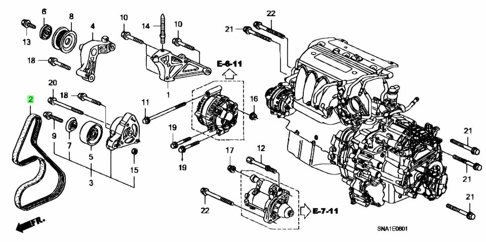 Dây Curoa Tổng 2.0 Honda Civic Mã phụ tùng 31110RRA003