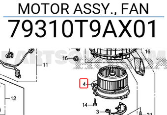 Quạt Gió Điều Hòa Trong Xe Honda City Mã phụ tùng 79310T9AX01