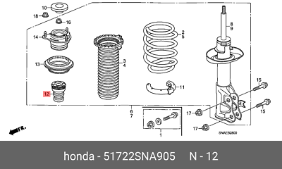 Tăm Bông Giảm Xóc Trước Honda Civic Mã phụ tùng 51722SNA905
