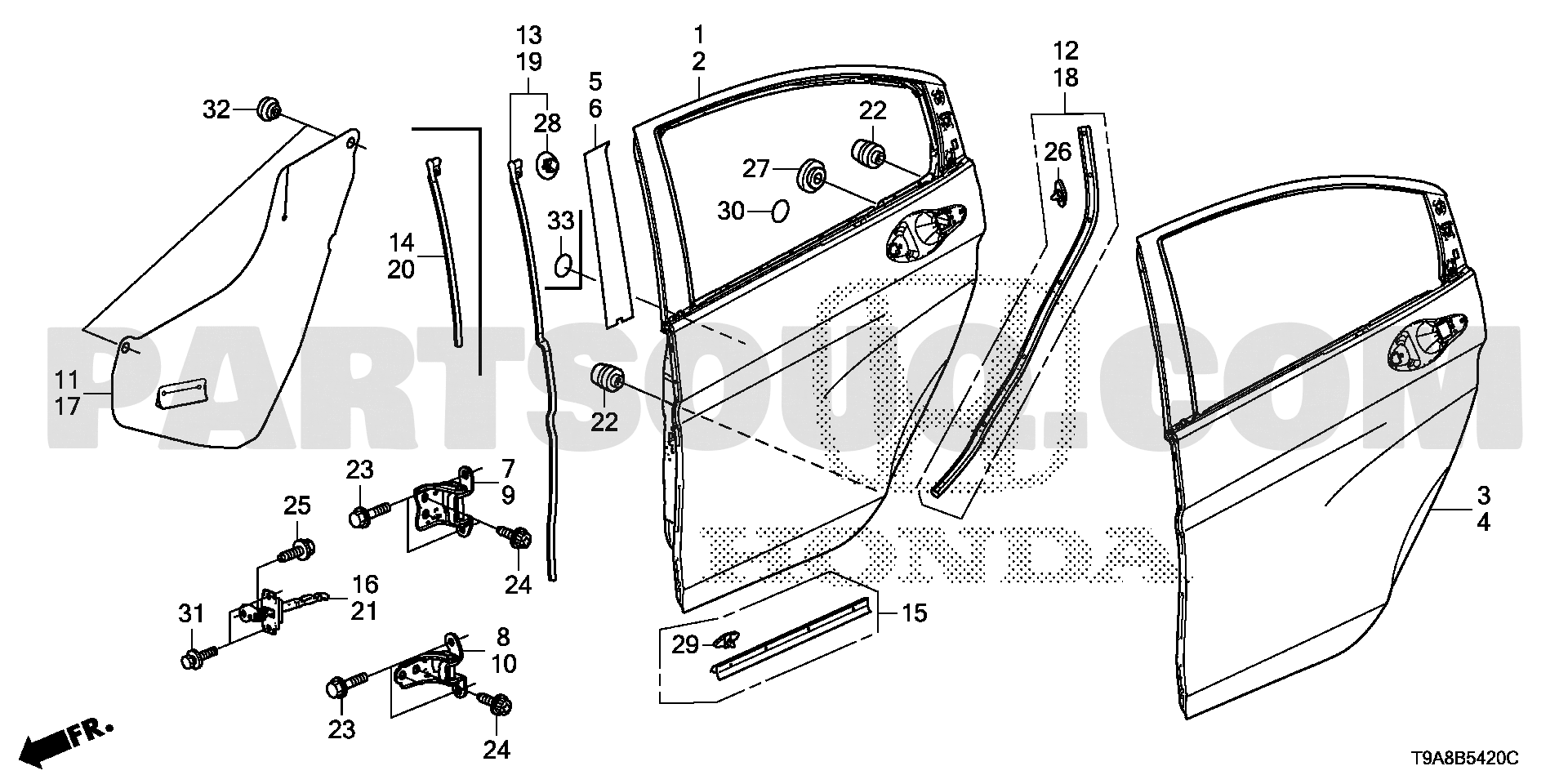 Gioăng Khung Thành Cánh Cửa Sau Phải Honda City Mã phụ tùng 72815T9AT01