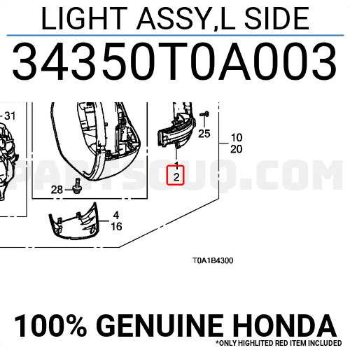 Đèn Xi An Trên Gương Trái Honda Cr-V OEM 34350T0A003-QXP