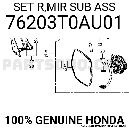 Mặt Gương Chiếu Hậu Phải Honda Cr-V Mã phụ tùng 76203T0AU01