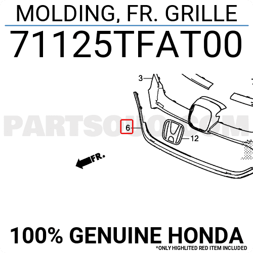 Nẹp Mạ Ca Lăng Trước Dưới Honda Cr-V Mã phụ tùng 71125TFAT00