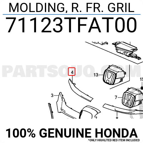 Nẹp Mạ Ca Lăng Trước Phải Honda Cr-V Mã phụ tùng 71123TFAT00