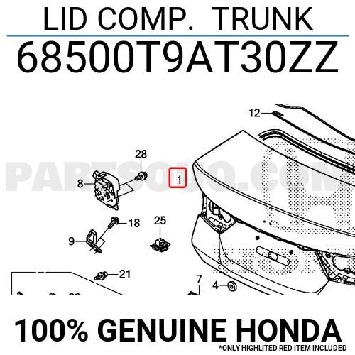Cốp Hậu Honda City Mã phụ tùng 68500T9AT30ZZ