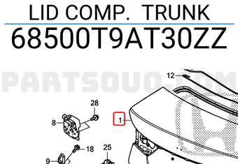 Cốp Hậu Honda City Mã phụ tùng 68500T9AT30ZZ