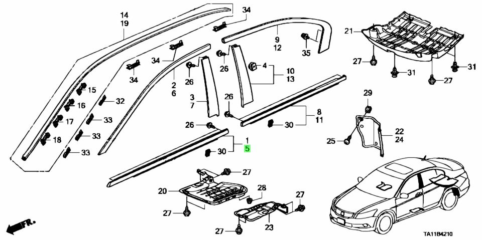 Nẹp Chân Kính Trước Trái Honda Accord Mã phụ tùng 72450TA0A01