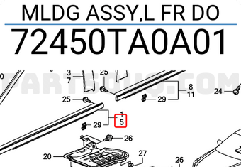 Nẹp Chân Kính Trước Trái Honda Accord Mã phụ tùng 72450TA0A01