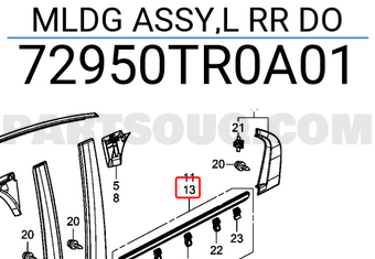 Nẹp Chân Kính Sau Trái Honda Accord Mã phụ tùng 72950TA0A01