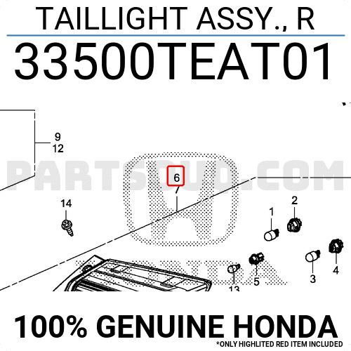 Đèn Hậu Ngoài Phải Honda Civic Mã phụ tùng 33500TEAT01