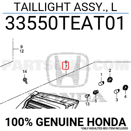 Đèn Hậu Ngoài Trái Honda Civic Mã phụ tùng 33550TEAT01