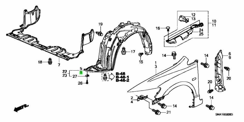Chắn Bùn Lòng Dè Trước - L Honda Civic OEM 74151SNAA100