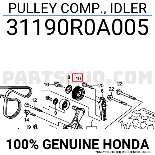 Puly Tỳ Honda Civic Mã phụ tùng 31190R0A005
