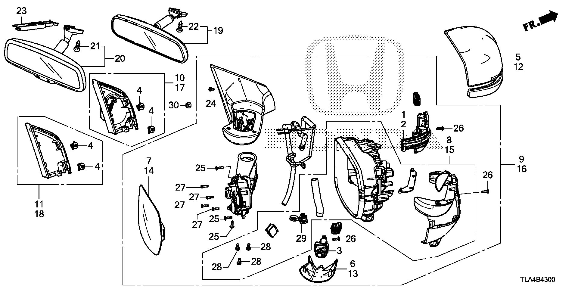 Ốp Chân Gương Phải Honda Civic Mã phụ tùng 76202TLAD01
