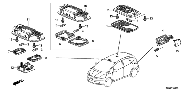 Đèn Trần Honda Civic Mã phụ tùng 34404SNAA21ZC