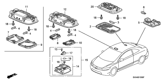 Đèn Trần Honda Civic Mã phụ tùng 34404SNAA21ZB