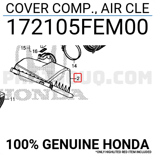 Nắp Hộp Lọc Gió Trên 1.8 Honda Civic Mã phụ tùng 172105fem00