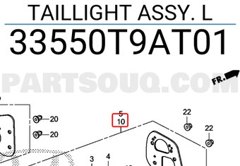 Đèn Hậu Miếng Ngoài Trái Honda City Mã phụ tùng 33550T9AT01