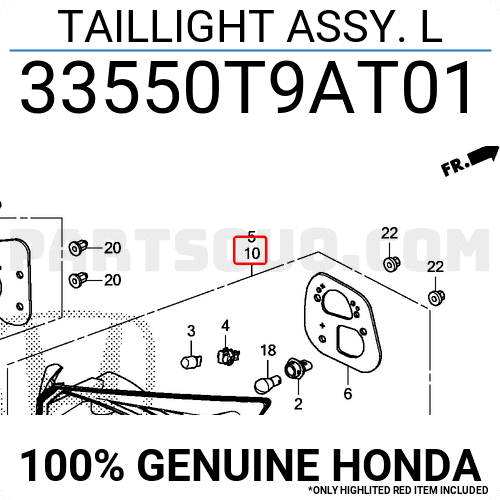 Đèn Hậu Miếng Ngoài Trái Honda City Mã phụ tùng 33550T9AT01