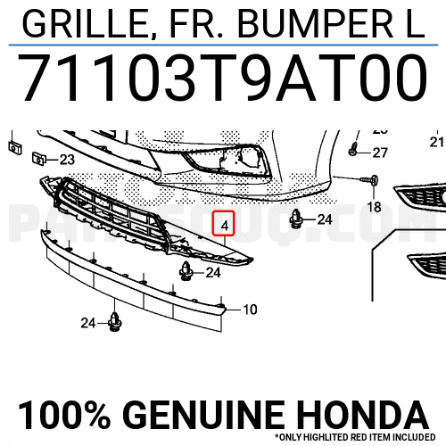 Lưới Cản Trước Honda City Mã phụ tùng 71103T9AT00