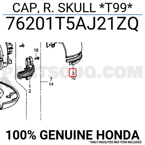 Ốp Gương Phải Ko Xin Nhan Honda City Mã phụ tùng 76201T5AJ21ZQ