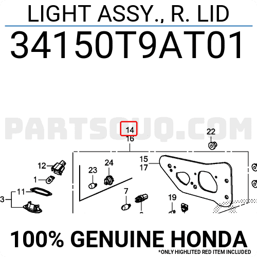 Đèn Hậu Miếng Trong Bên Phải Honda City Mã phụ tùng 34150T9AT01
