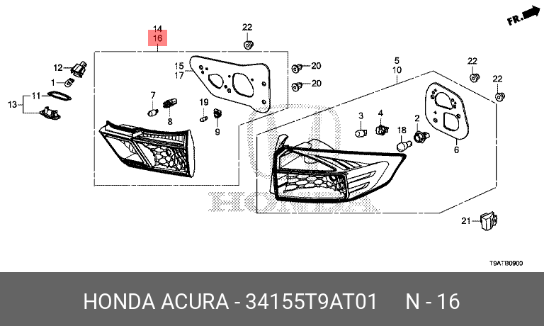Đèn Hậu Miếng Trong Bên Trái Honda City Mã phụ tùng 34155T9AT01