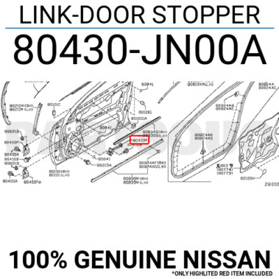 Hạn Chế Cửa Trước - L Nissan Teana Mã phụ tùng 80430JN00A