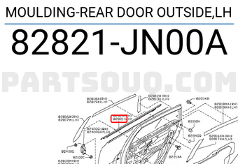Nẹp Chân Kính Ngoài Sau - R Nissan Teana Mã phụ tùng 82821JN00A