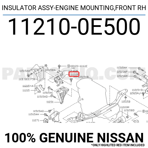 Chân Máy Trước Phải Nissan Bluebird Mã phụ tùng 112100E500