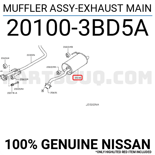 Bầu Giảm Thanh Đoạn Cuối Nissan Sunny OEM 201003BD5A-OE